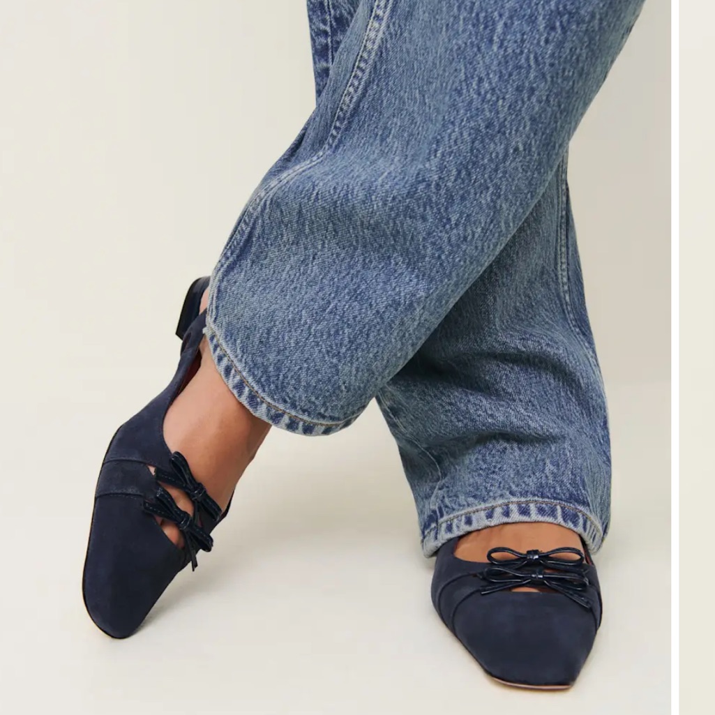 Reformation Tammy Slingback Flat After Hours Suede - Size 7.5